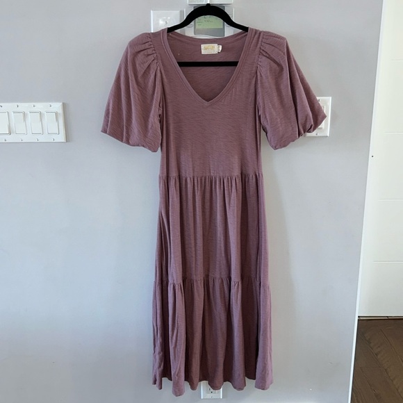 Nation Geri V-Neck Peasant Puff Sleeve Dress- Santa Fe - Picture 5 of 15